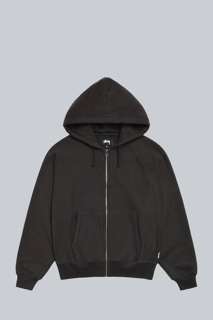 STUSSY RAGLAN RELAXED ZIP UP HOOD BLACK