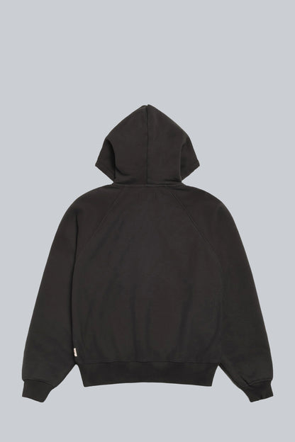 STUSSY RAGLAN RELAXED ZIP UP HOOD BLACK