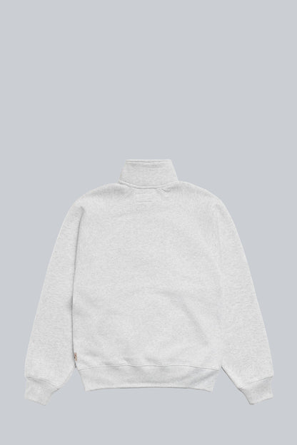 STUSSY RELAXED HALF ZIP MOCK SWEATSHIRT ASH HEATHER