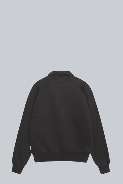 STUSSY RAGLAN RELAXED HALF ZIP SWEATSHIRT WASHED BLACK