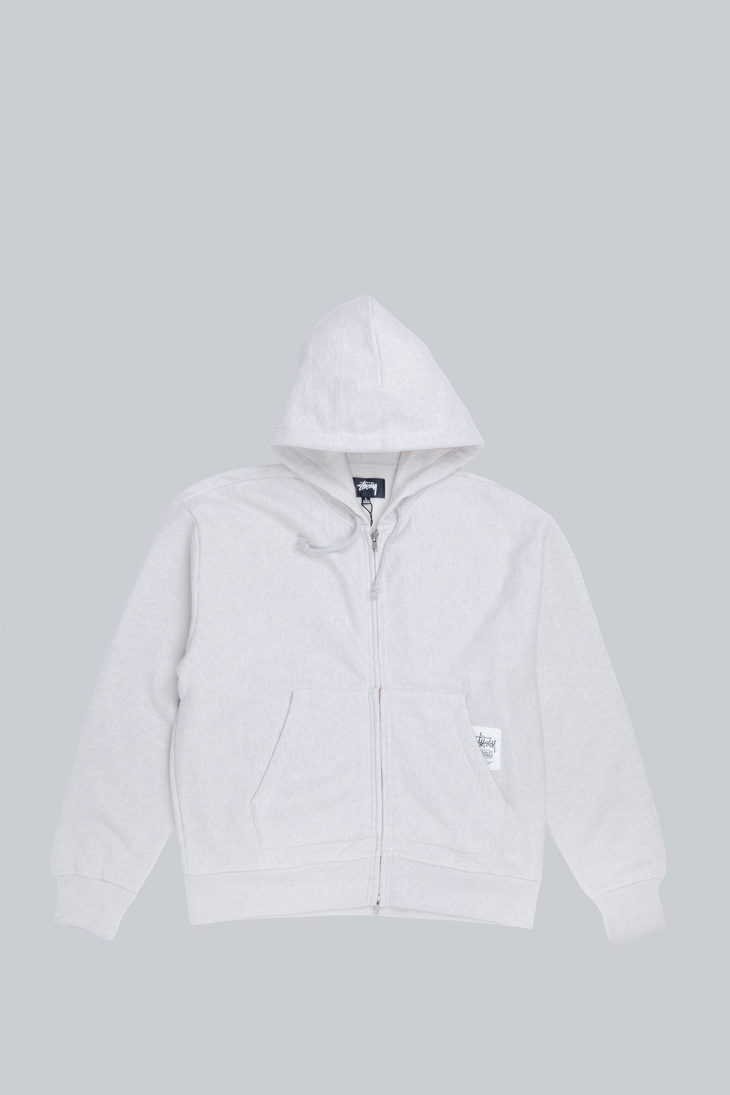 STUSSY BRASS ZIP KNIT HOOD ASH HEATHER