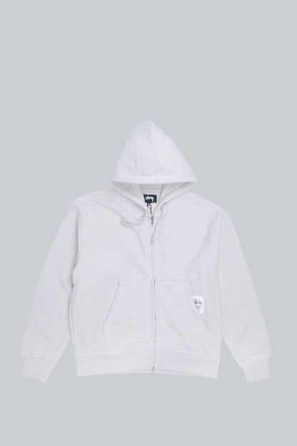 STUSSY BRASS ZIP KNIT HOOD ASH HEATHER