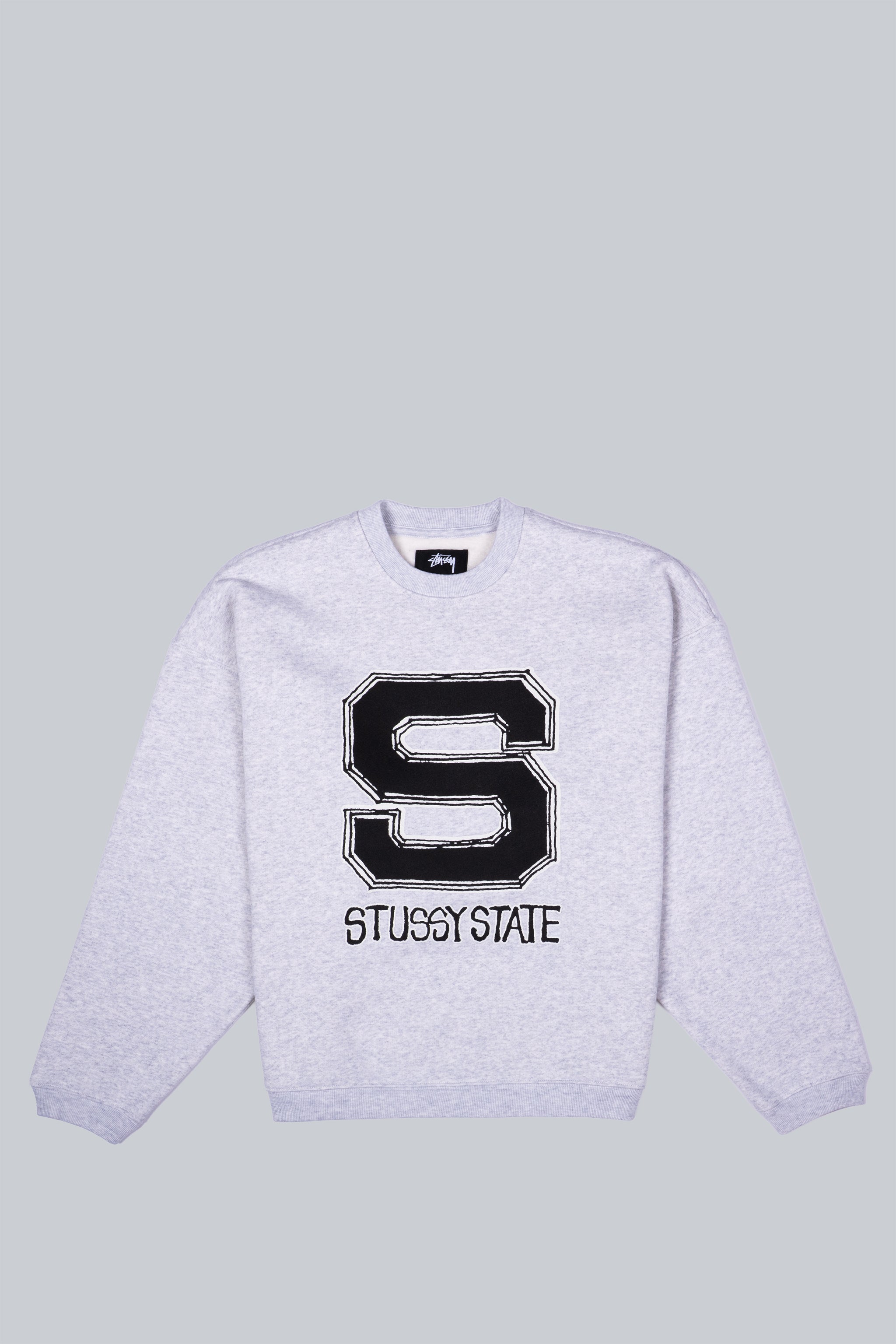 STUSSY STATE CREWNECK SWEATSHIRT ASH HEATHER – BLENDS