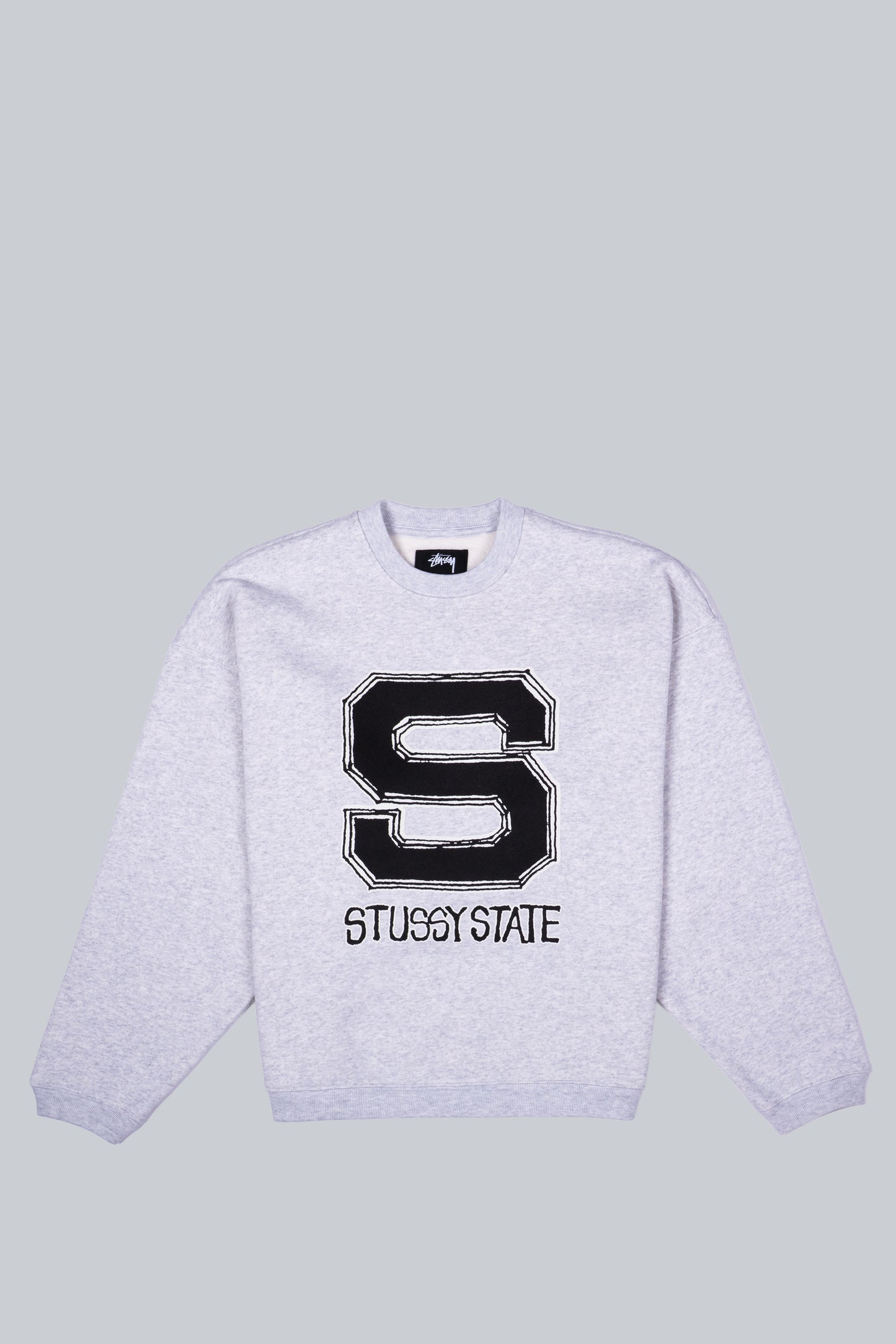 STUSSY STATE CREWNECK SWEATSHIRT ASH HEATHER