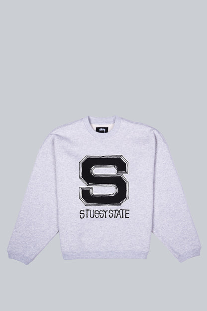 STUSSY STATE CREWNECK SWEATSHIRT ASH HEATHER