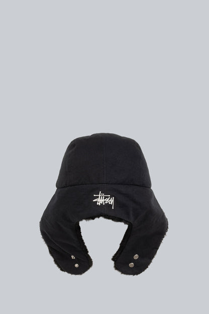 STUSSY EARFLAP TRAPPER CAP BLACK