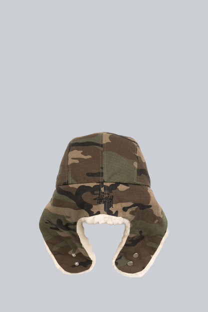 STUSSY EARFLAP TRAPPER CAP CAMO
