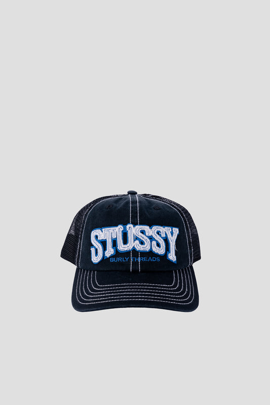 STUSSY MID DEPTH BURLY THREADS CAP BLACK