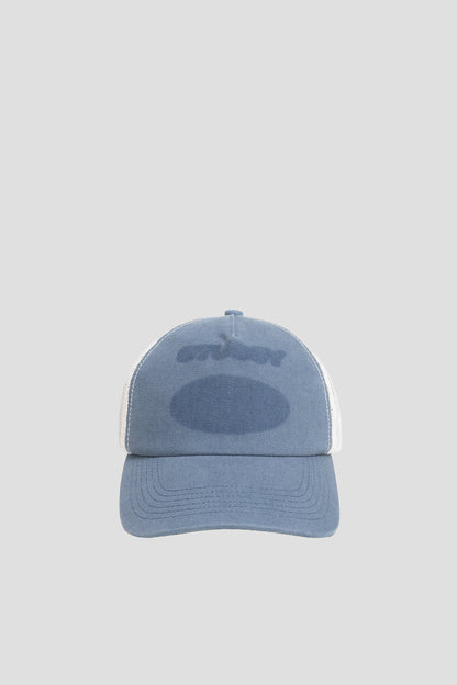 STUSSY HC GHOST LOGO TRUCKER HAT BLUE