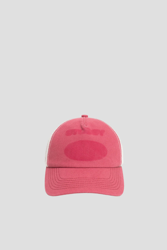 STUSSY HC GHOST LOGO TRUCKER HAT RED