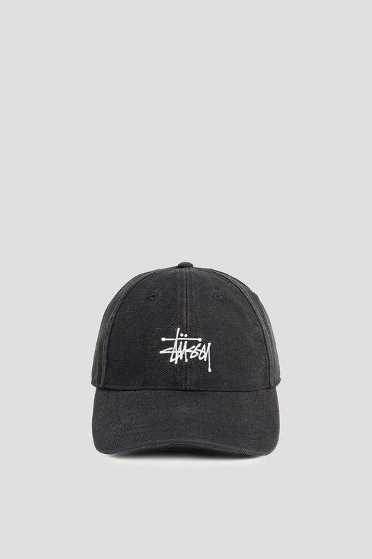 STUSSY LOW PROFILE LP WASHED BASIC CANVAS CAP BLACK