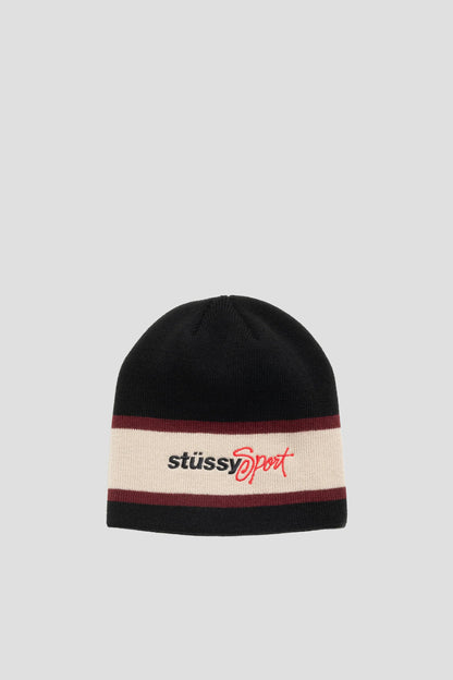 STUSSY SPORT STRIPE SKULLCAP BLACK