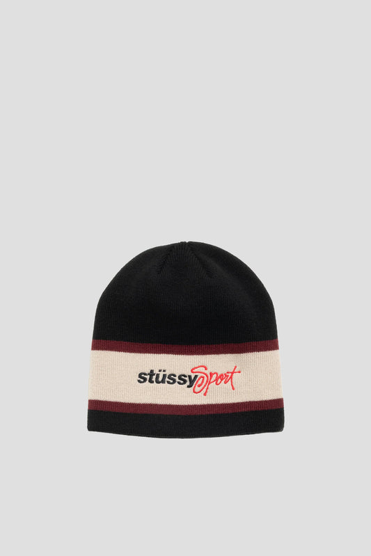 STUSSY SPORT STRIPE SKULLCAP BLACK