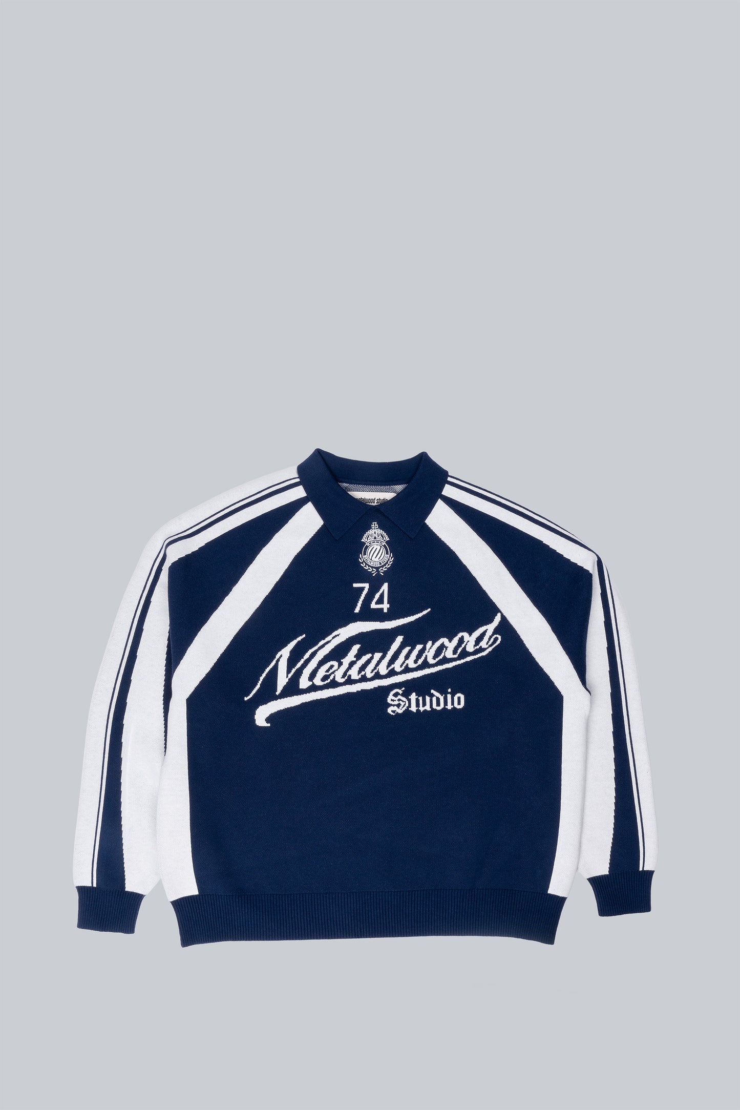 METALWOOD KNIT FOOTBALL TOP NAVY
