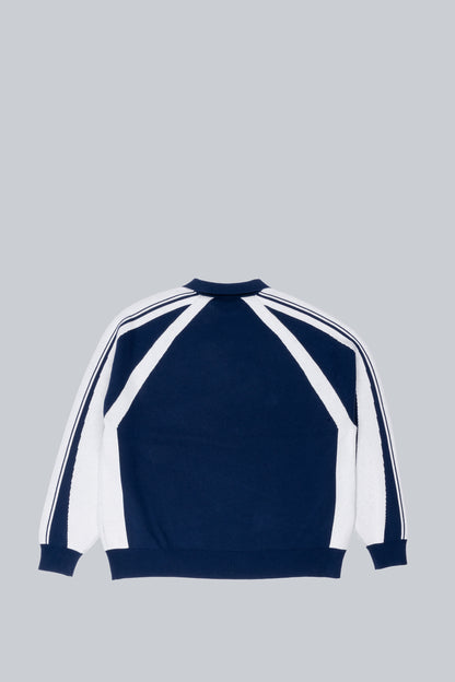 METALWOOD KNIT FOOTBALL TOP NAVY