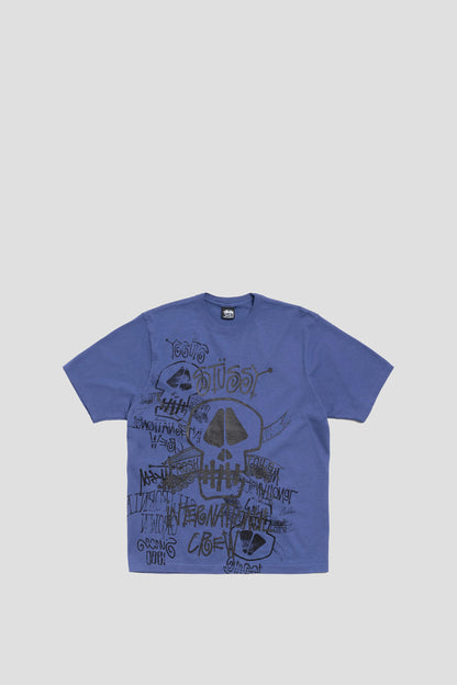 STUSSY SKULLS STACK PIG. DYED TEE INDIGO