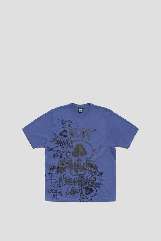 STUSSY SKULLS STACK PIG. DYED TEE INDIGO
