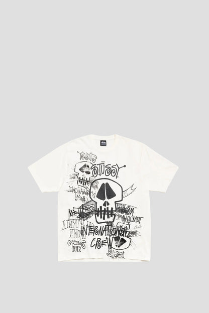 STUSSY SKULLS PIG. DYED TEE NATURAL