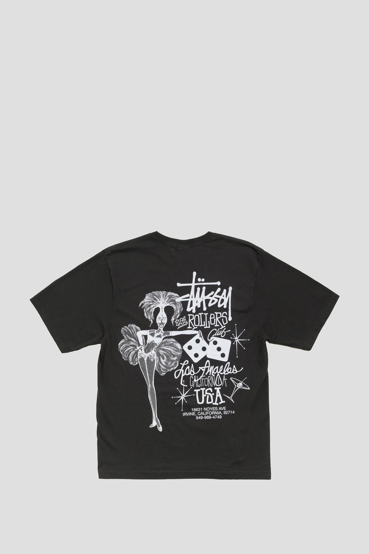 STUSSY HIGH ROLLERS PIG. DYED TEE FADED BLACK
