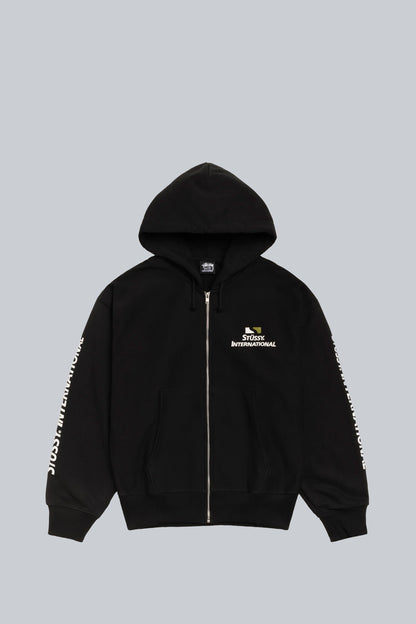 STUSSY INTERNATIONAL ZIP HOODIE BLACK