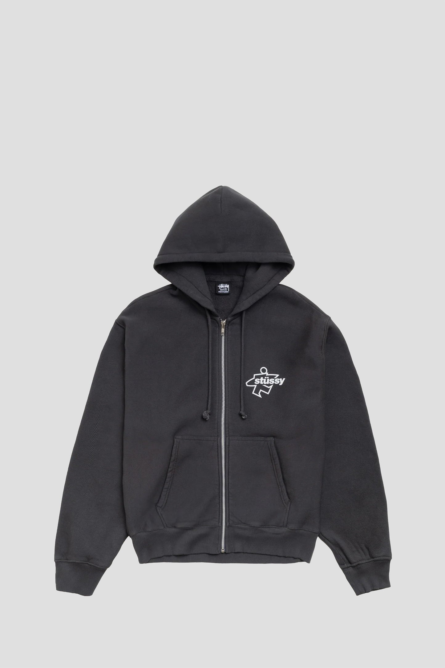 SURF SIZE GARMENT DYED ZIP HOOD FADED BLACK