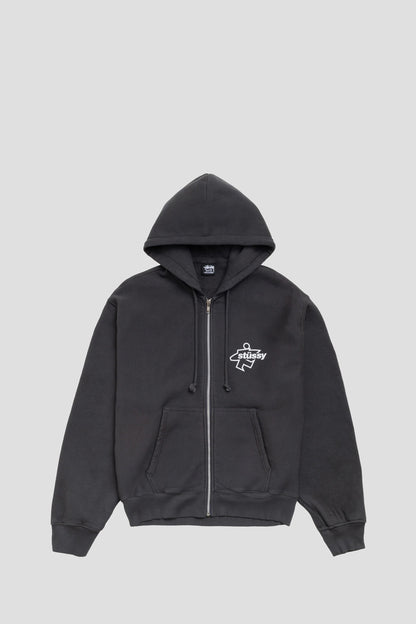 SURF SIZE GARMENT DYED ZIP HOOD FADED BLACK
