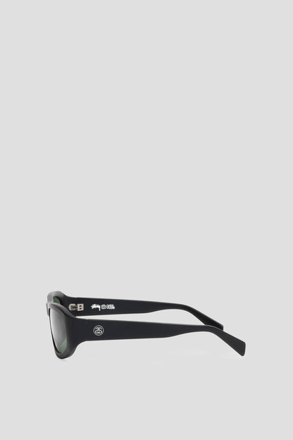 STUSSY LANDON SUNGLASSES MATTE BLACK GREEN LENS