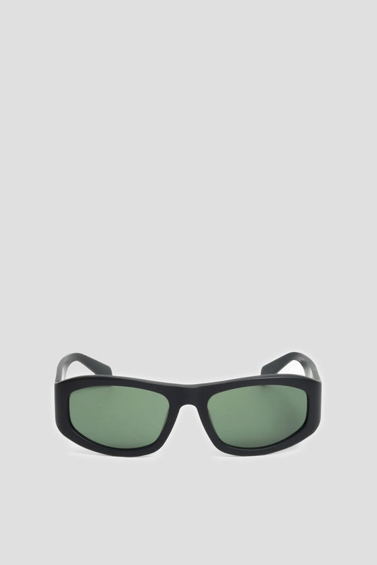 STUSSY LANDON SUNGLASSES MATTE BLACK GREEN LENS