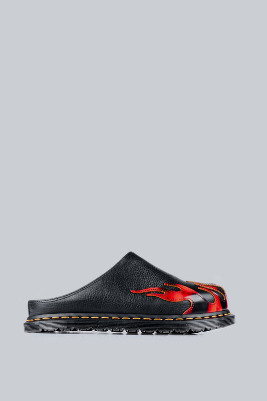 DR MARTENS SAN MULE FLAME BLACK YELLOW RED