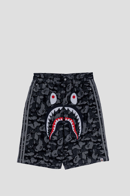 ADIDAS x BAPE WC SHARK DENIM JORTS BLACK