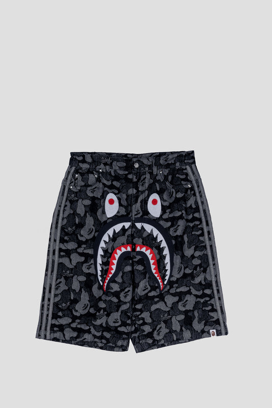 ADIDAS x BAPE WC SHARK DENIM JORTS BLACK