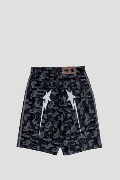 ADIDAS x BAPE WC SHARK DENIM JORTS BLACK
