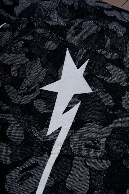 ADIDAS x BAPE WC SHARK DENIM JORTS BLACK