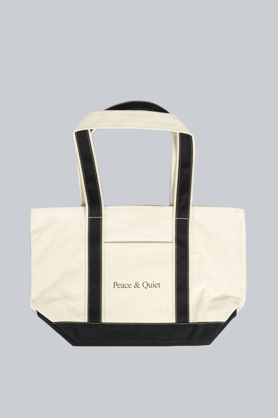 MUSEUM OF PEACE AND QUIET WORDMARK BOAT TOTE BAG BLACK NATURAL