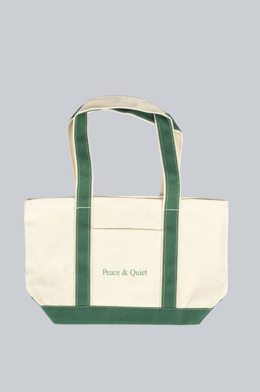 MUSEUM OF PEACE AND QUIET WORDMARK BOAT TOTE BAG FOREST NATURAL