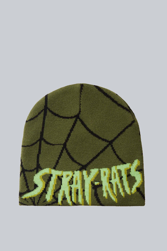 STRAY RATS WEB BEANIE FOREST GREEN