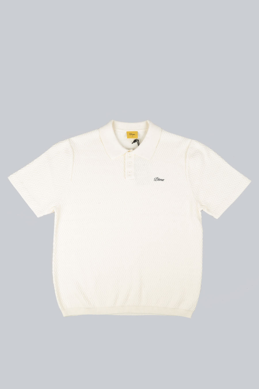 DIME WAVE CABLE KNIT POLO CREAM