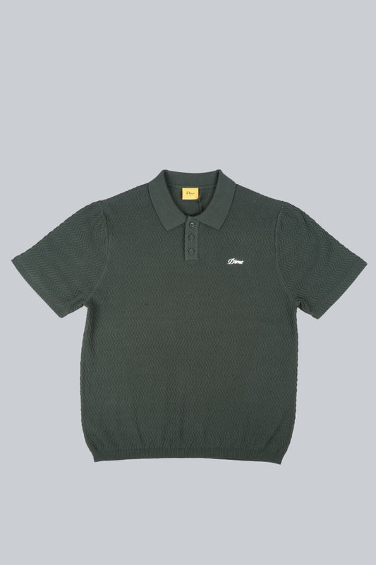 DIME WAVE CABLE KNIT POLO FOREST
