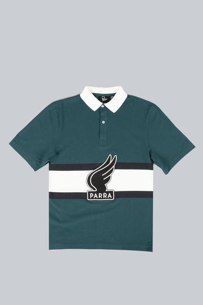 PARRA WINGED LOGO POLO SHIRT TEAL OFF WHITE