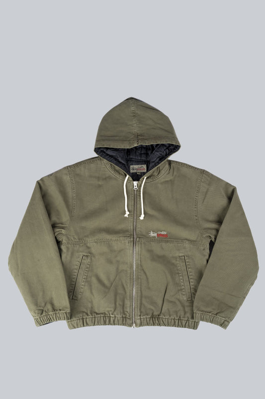STUSSY CANVAS INSULATED WORK JACKET OLIVE DRAB