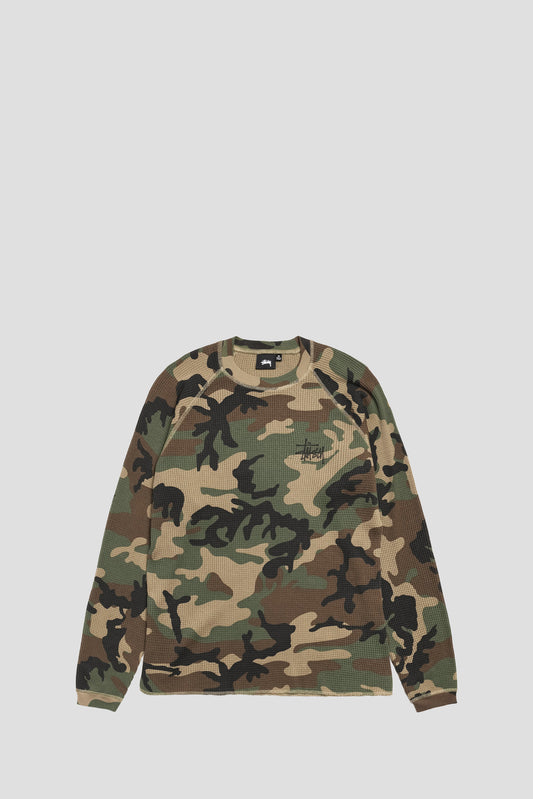STUSSY RAGLAN THERMAL LONGSLEEVE WOODLAND CAMO