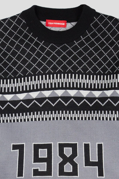 GOSHA RUBCHINSKIY WOOL MIX 1984 SWEATER BLACK WHITE - BLENDS