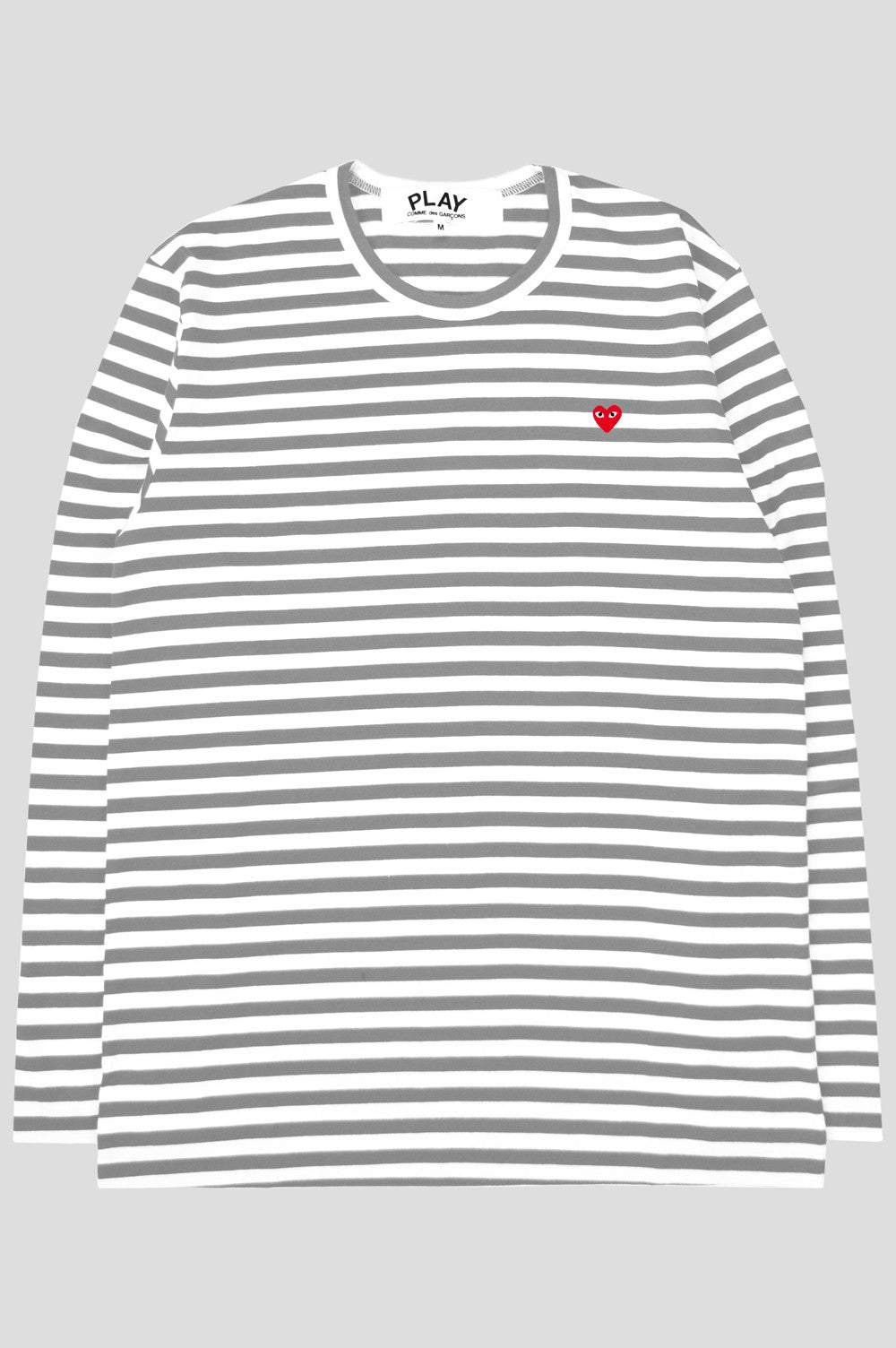 COMME DES GARCONS PLAY LS STRIPED TSHIRT GREY WHITE - BLENDS