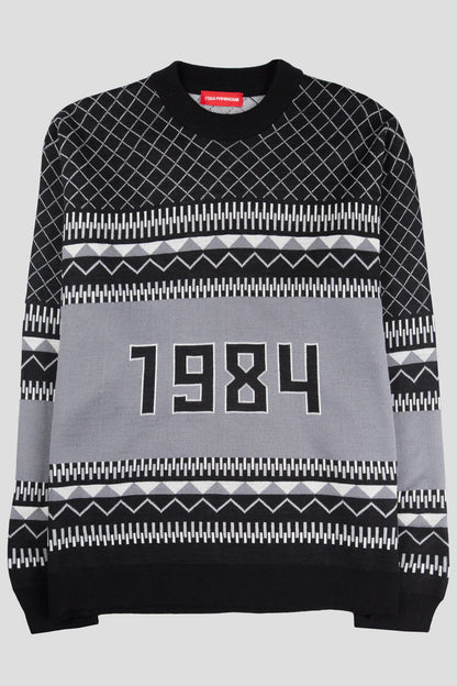 GOSHA RUBCHINSKIY WOOL MIX 1984 SWEATER BLACK WHITE - BLENDS