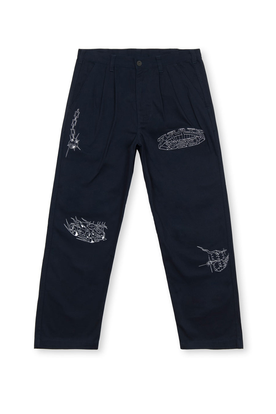BRAIN DEAD WHIPS AND CHAINS WIDE LEG PLEATED PANTS NAVY