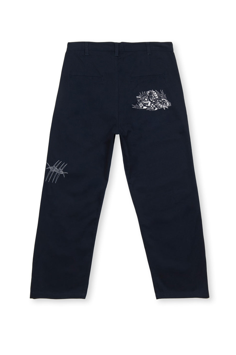 BRAIN DEAD WHIPS AND CHAINS WIDE LEG PLEATED PANTS NAVY