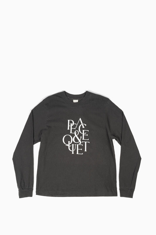 MUSEUM OF PEACE AND QUIET SERIF LONG SLEEVE T-SHIRT BLACK