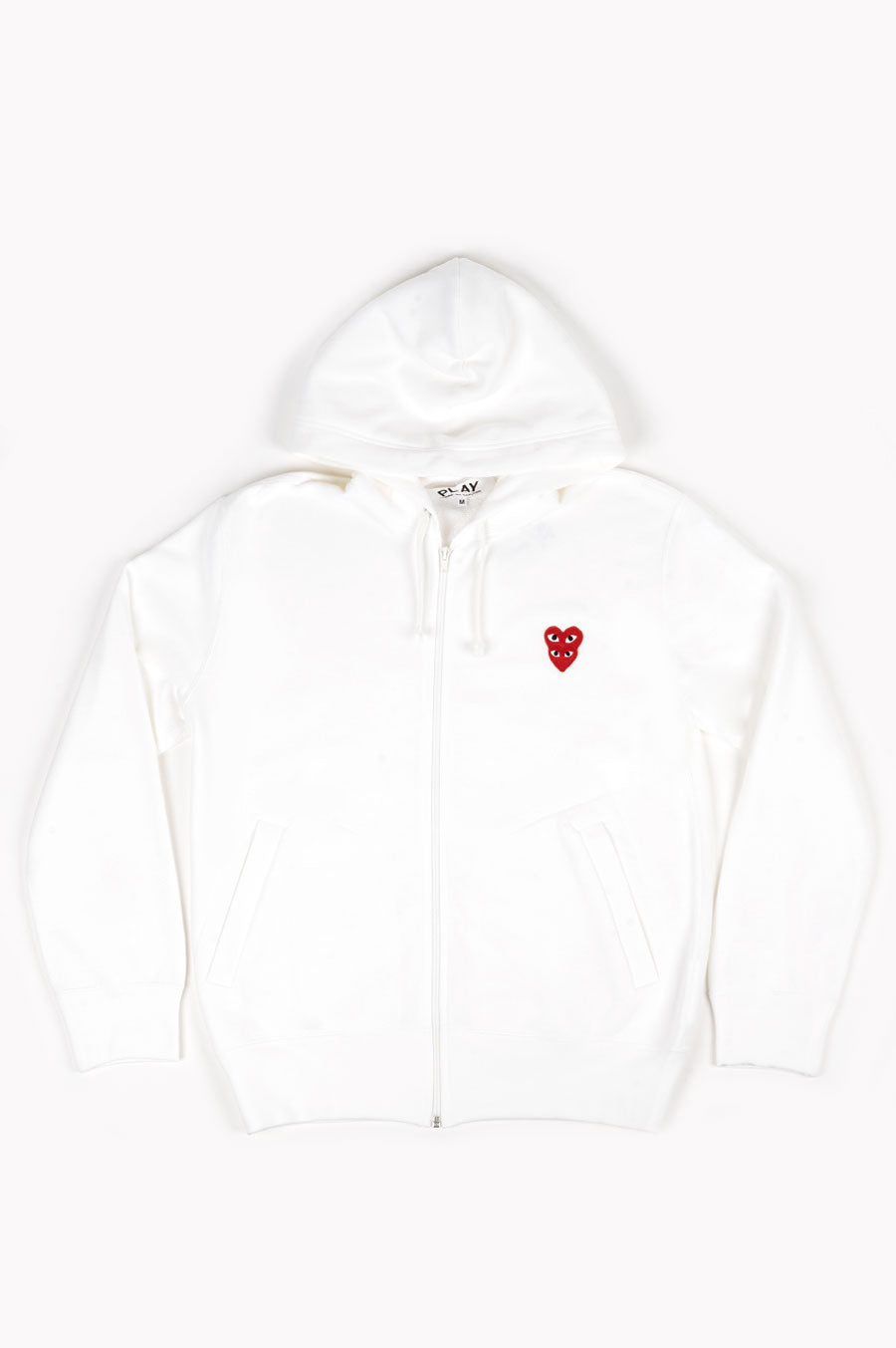 COMME DES GARCONS PLAY DOUBLE HEART ZIP HOODIE WHITE