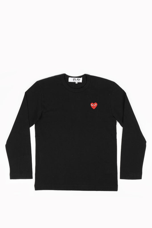 COMME DES GARCONS PLAY RED HEART CHEST LS T-SHIRT BLACK