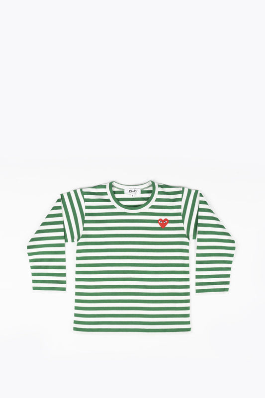 COMME DES GARCONS PLAY KIDS LS STRIPED TSHIRT GREEN